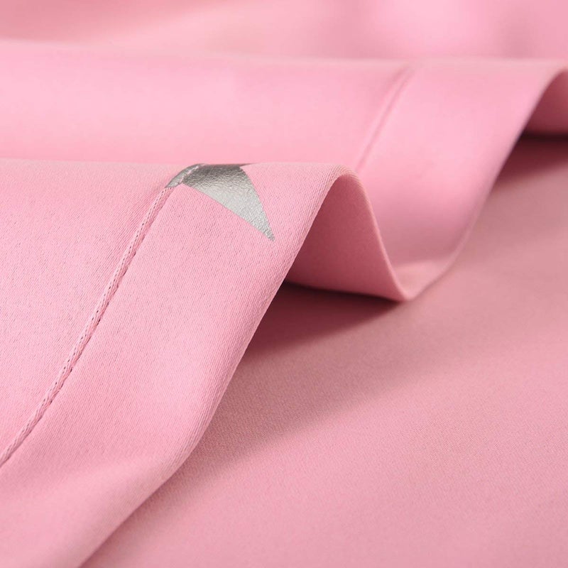 Anjee Blackout Curtains for Girls Bedroom 63 Inches Long Kids Star Foil Print Window Pink Curtains Thermal Insulated Room Darkening Drapes Nursery Decor 2 Panels, Baby Pink 52x63 Inches - Image 4